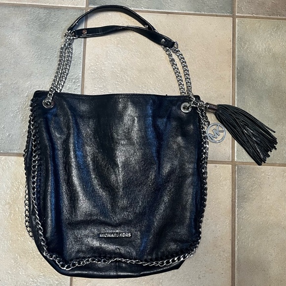 Michael Kors Black Leather Chain Purse - Picture 1 of 6